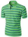 Xpril Men's 180-200 TC Silket Striped Polo Dri Fit Collar T-Shirt Green M
