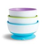 Munchkin Stay Put Baby Suction Bowl Set, for Weaning, Baby Feeding Dish Pack, for Babies & Toddlers 6 Months+, Baby Essentials, BPA Free, Microwave/Dishwasher Safe, 3 Pack