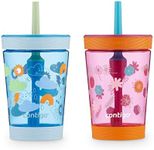 Contigo Tumbler with Straw, 14oz., 2 Pack, Dragonfruit Wildflowers & Blue Poppy Clouds