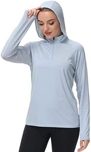 BASSDASH Women’s UPF 50+ Performance Hoodie Long Sleeve UV Fishing Hiking Shirt Light Steel Blue