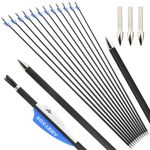 surwolf 32" Archery Carbon Arrows ID 4.2mm Hunting Arrows Spine 1000 Target Arrows for Archery Compound & Recurve Bow 12&24pcs (blue arrows, 12)