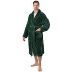 PAVILIA Mens Soft Robe, Plush Fluffy Fleece Bathrobe Men, Long Sherpa Shaggy Fuzzy Spa Bath Robe, Green, Large-X-Large