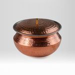 Healthsmith - Pure Copper Handi/Patila Set with Lid in Round Base - Biryani Pot Heavy Bottom - Strong & Durable - Good for Health & 100% Toxins Free - 5L, 2kg