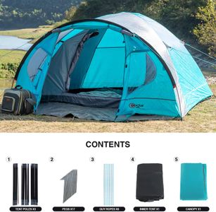 Portal 4-Man Dome Tent with Porch – Waterproof Camping Shelter, Sewn-In Groundsheet