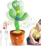 krymsonwand -1 Year Warranty Dancing Cactus Toy for Kids, Talking Singing Plush, Voice Recording, LED Lights, USB Charging