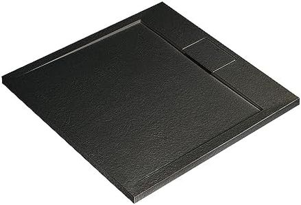 Ideal Standard - Ultra Flat S i.life, quadratische Duschwanne, 70 x 70 cm, aus Kunstharz, Ablaufgarnitur mit verdecktem Ablauf, mattes Finish in Steinoptik, Schwarz