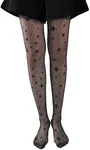 Verdusa Women's Pattern Mesh Fishnet Tights High Waist Sheer Stockings Pantyhose Star Print Black one-size