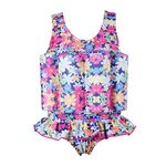 Kids Baby Floatation Swimsuit with Adjustable Buoyancy Float Suit Swim Vest One Piece Floating Swimwear for Boys Girls Toddler Learn to Swimming Bathing Suit Beachwear Colorful Floral 18-24 Months
