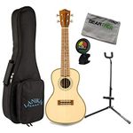 Lanikai SPST-C Solid Spruce Top Morado B/S Concert Ukulele Bundle w/Bag, Stand, Tuner, and Cloth