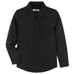 DILBYKE Boys’ School Shirt Long Sleeve Uniform Shirts Woven, Black, 9-10 Years