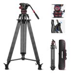 NEEWER LL35 78" Video Tripod Carbon Fiber, Quick Release & Rapid Height Adjust, Professional Heavy Duty Camera Tripod with Fluid Head Damping Adjustable, QR Plate Compatible with DJI RS Manfrotto