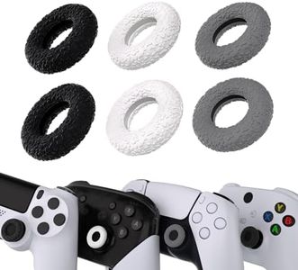 PlayVital 3 Pairs Silicone Thumbstick Rings for ps5/4, for Xbox Series X/S, for Xbox One/Elite Series 2 Core, for Switch Pro Controller, Universal Anti Slip Thumb Grips Rings - Gray & Black & White