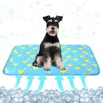 DELIFUR Dog Cooling Mat- Pet Cooling Mat Outdoor for Dogs Self Cooling Pad for Puppy Small Medium Dog Machine Washable (Large, Blue Duck)