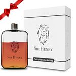 Sir Henry Premium Flask for Liquor for Men - 8 OZ Glass Hip Flask Gift Box, Wide Mouth, Leak Proof, Black leather Wrap, Classic and Lightweight Flask for Any Activity – Groomsmen and Birthday Gifts