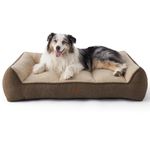 Bedsure XL Orthopedic Dog Beds Large - 106x76cm Extra Thick Supportive Dogs Sofa with Waterproof Washable Cover, Extra Large Pet Bed Sofa with Soft Plush Sherpa and Nonskid Bottom, Brown