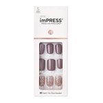 KISS imPRESS Press-On Manicure, Flawless, Short Length Square, with PureFit Technology, Includes Prep Pad, Mini File, Cuticle Stick, and 30 Fake Nails