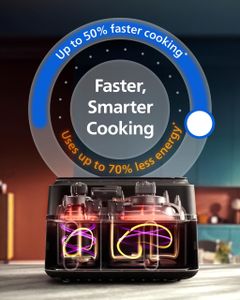 Philips Airfryer 3000 Series Dual Basket – 3L & 6L RapidAir Plus, Digital Touchscreen