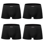 wirarpa Men's Black Breathable Micro Modal Trunk 4 Pack Underwear Soft Covered Waistband Microfiber Underpants Short Leg Medium