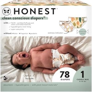 The Honest Company Clean Conscious Diapers | Plant-Based, Sustainable | Fall '24 Limited Edition Prints | Club Box, Size 1 (8-14 lbs), 78 Count