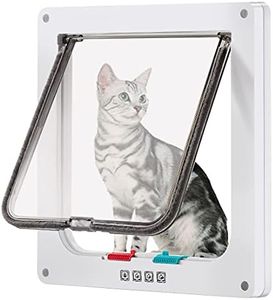 CEESC Large Cat Door (Outer Size 11" x 9.8"), 4 Way Locking Cat Door for Windows & Sliding Glass Door, Weatherproof Cat Flap Door for Cats & Doggie with Circumference < 24.8"