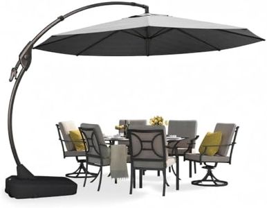 Grand patio 12 FT Sunbrella Cantilever Umbrella with Base Outdoor Aluminum Offset Umbrella with Tilt Adjustment (Charcoal, 12 FT-SUNBRELLA)