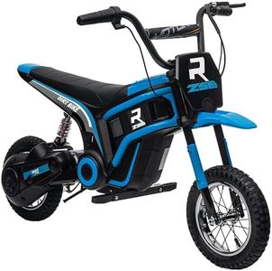 HOMCOM 24V Kids Electric Motorbike with Twist Grip Throttle, Music, Horn, 12" Pneumatic Tyres, Max Speed 16km/h, for Ages 8-12 Years - Blue