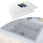 Kitchen Sink Mat - 2Pack Adjustable Sink Protector Mat for Kitchen Ceramic/Stainless Steel Sink - Fast Draining Sink Mats for Bottom of Kitchen Sink - Easy to Clean & DIY Cut (Clear)