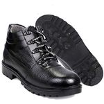 PARA TROOPS Mens Black Genuine Leather Commando Safety Ankle Boot Shoes