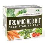 Organic Veg Kit - Grow Your Own Organic Vegetables - 12 Seed Varieties - Complete Gardening Gift Set with Step by Step Guide