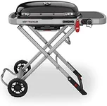 Weber Traveler Gas Grill, Portable Stand-Up Propane BBQ, Black (9010001)