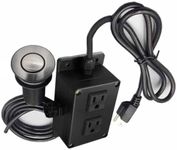 Strictly Sinks Dual Outlet Garbage Disposal Air Switch Kit – Sink Top Waste Disposer Control Box with Stainless Steel Push Button, 15A, 125/250V, for Kitchen Sink/Countertop (Brushed Nickel)