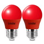 EXTRASTAR E27 LED Light Bulb Red, 4W Edison Screw G45 Red Bulb, 180° Beam Angle Lightbulbs for Christmas Holiday Party, Non-Dimmable, Pack of 2