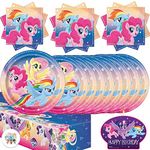 My Little Pony Birthday Party Supplies Pack For 16 Guests With My Little Pony Plates, Napkins, Table Cover, Birthday Candle and an Exclusive Pin, by Another Dream