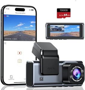 TEKXDD 4K WiFi Dash Cam,Free 32GB SD Included, Hidden Car Camera with Night Vision, Loop Recording, G-Sensor, WDR, Parking Monitor, Supports up to 256GB