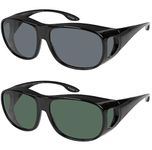 Fit Over Wrap Sunglasses Polarized Lens Wear Over Eyeglasses 100% UV Protection for Men and Women, Smoke Lens and G15 Lens, 60-18-132