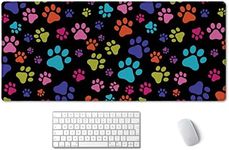 SSOIU Large Mouse Pad, Full Desk XXL Extended Gaming Mouse Pad 35.5" X 15.7", Waterproof Desk Mat Stitched Edges, Non-Slip Laptop Computer Keyboard Mousepad for Office and Home, Dog Paws