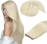 DOORES Tape in Hair Extensions Human Hair, Platinum Blonde 26 Inch 40pcs 120g, Human Hair Extensions Tape in Real Hair Skin Weft Hair Extensions Straight Double Side Tape