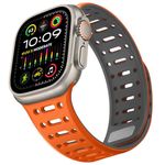 ZZDZZ Sport Bands Compatible with Apple Watch Band 49mm 46mm 45mm 44mm 42mm Men Women, Magnetic Soft Silicone Breathable Replacement Strap for iWatch Ultra 2 SE Series 10 9 8 7 6 5 4 (Orange/Gray)