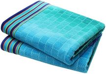 COTTON CRAFT Oversized Beach Towel - 2 Pack Big & Huge Towel Set - 100% Cotton - Pool Picnic Bath Towel - Plush Terry Jacquard Velour 450 GSM Thick Super Soft Absorbent Luxury - 35 x 70 - Blue Tiles