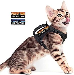 nanappice Tactical Cat Harness for Walking Escape Proof,Adjustable Pet Vest Harness,Soft Mesh Padding Large Cat,Small Dog with Quick-Release Buckle and Rubber Handle