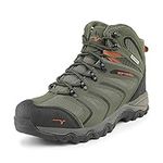 NORTIV 8 Men's Ankle High Waterproof Hiking Boots Backpacking Trekking Trails Shoes 160448_M Olive Green Black Orange Size 9.5 US/ 8.5 UK