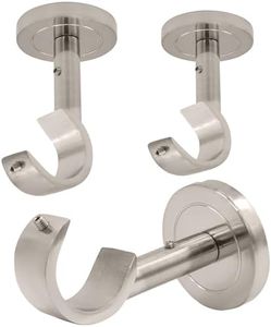 3 Pack Heavy Duty Curtain Rod Brackets for Wall & Ceiling Installation, Ceiling Mount Curtain Holders, Adjustable Hardware Bracket Set for 1 Inch Rods, Brushed Nickel