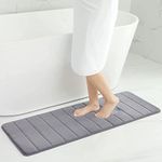 smiry Memory Foam Bath Mat, 40 x 120 cm, Extra Soft Non-Slip Bathroom Mat Runner, Super Absorbent Long Bath Mats for Bathroom Floor Machine-Washable Dry Bath Rug Foot Mat, Dark Grey