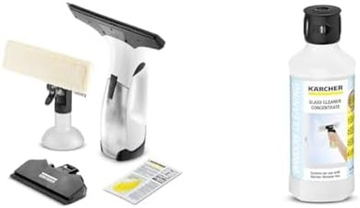 Bundle of Kärcher Window Vac WV 2 Plus N, Battery Running Time: 35 min, LED Display for Battery Status, 2 Suction Nozzles, Spray Bottle with Microfibre Cloth+ Kärcher Window Cleaner Concentrate RM 500