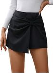 SHENHE Women's Elegant Knot Side High Waisted Wrap Skort Twisted Mini Skirt Shorts Black Small