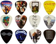 12 x Classic Albums Guitar Picks Set Guitar Plectrums For Every Guitarist Both Sided Print Pick In Pick Tin Sized 0.46, 0.71, 0.81, 0.88, 0.96, 1.2 mm Electric Guitar, Acoustic Guitar And Bass (Set 2)