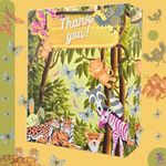 TASCHE Jungle Animal Design Thank You Theme Paper Gift Bags For Return Gifts|Birthday|Holiday Presents (Pack Of 30),Multi Color