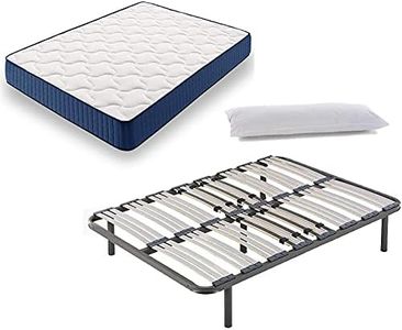 HOGAR24 ES Cama Completa - Colchón Viscoelástico Viscorelax + Somier Multiláminas + 5 Patas de 32cm + Almohada de Fibra, 150x200 cm