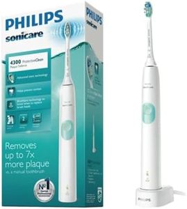 Philips Sonicare ProtectiveClean 4300 Standard Sonic Electric Toothbrush with Built-in Pressure Sensor, Cleaning Mode and BrushSync Feature, White/Mint, HX6807/06