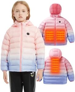 HEWINZE Kids Heated Jacket,Lightweight Water-Resistant Hooded Puffer Heated Coat for child with Battery Pack